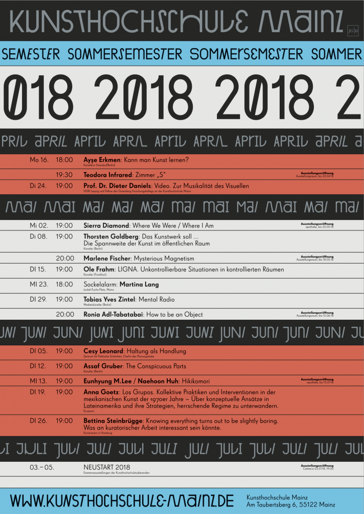 Veranstaltungsprogramm Sommersemester 2018